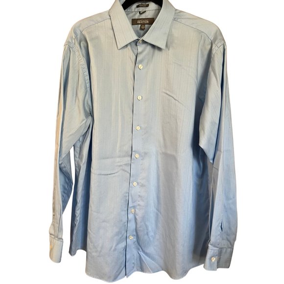 Wrinkle Free Blue Collared Dress Shirt // Kenneth Cole Reaction Men's Size XL - Picture 1 of 7